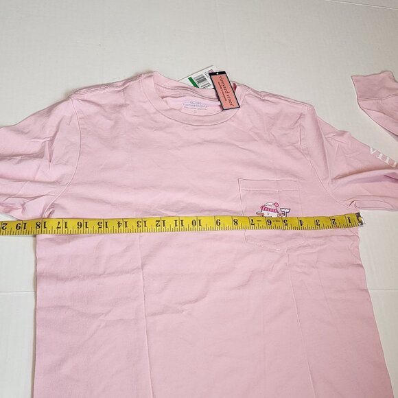 New Vineyard Vines kids sz L / 14 long sleeve whale snowman shirt flamingo pink - Picture 9 of 10